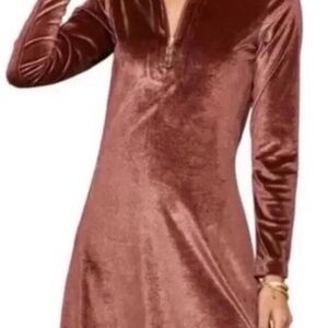 Spartina 449 Velvet Long Sleeve Dress in Warm Brown